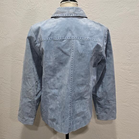 Vintage Monterey Bay Clothing Company Denim Blue Genuine Leather Jacket Size 14 - Picture 7 of 13